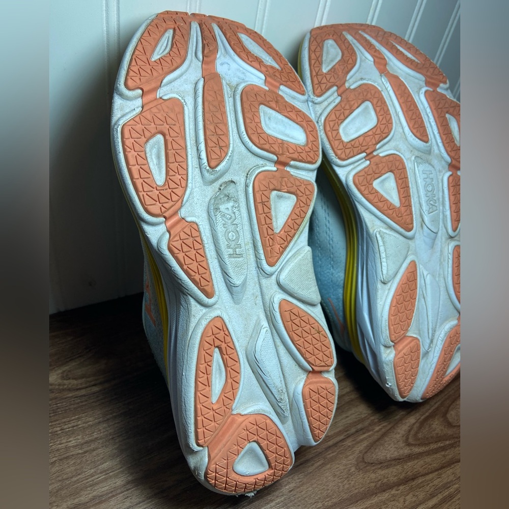 Hoka Bondi 8 Sneakers Blue Orange Yellow Low Top Lace Up Women’s 8.5 - Picture 14 of 14